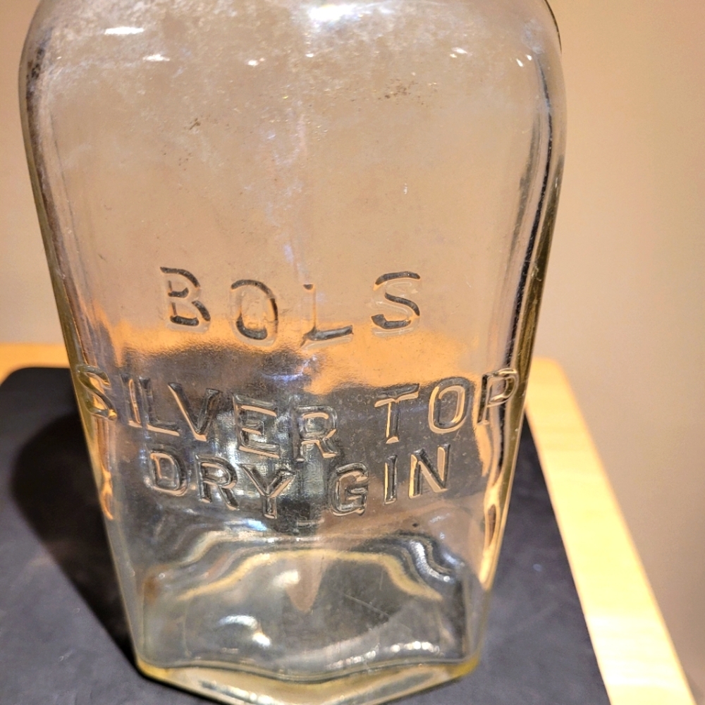 Vintage Bols Silver Top Gin bottle.